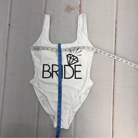 NWOT Bride Letter Print Diamond Pattern One Piece Swimsuit Bathing Suits Size S - Picture 14 of 17